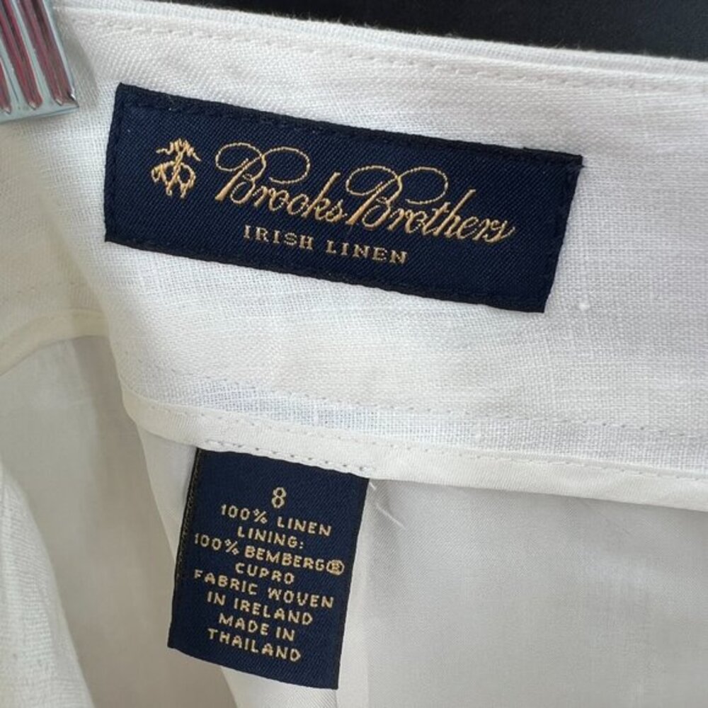 Brooks Brothers 100% Irish linen pencil skirt ivory old money preppy lined 8 - Picture 8 of 10